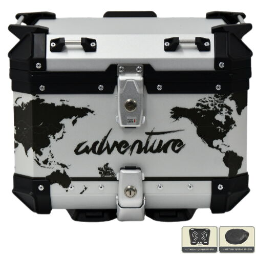 COOCASE ALÜMİNYUM ARKA ÇANTA 45L ( METAL GÜMÜŞ ADVENTURE-WORLD/BLACK) ürün görseli