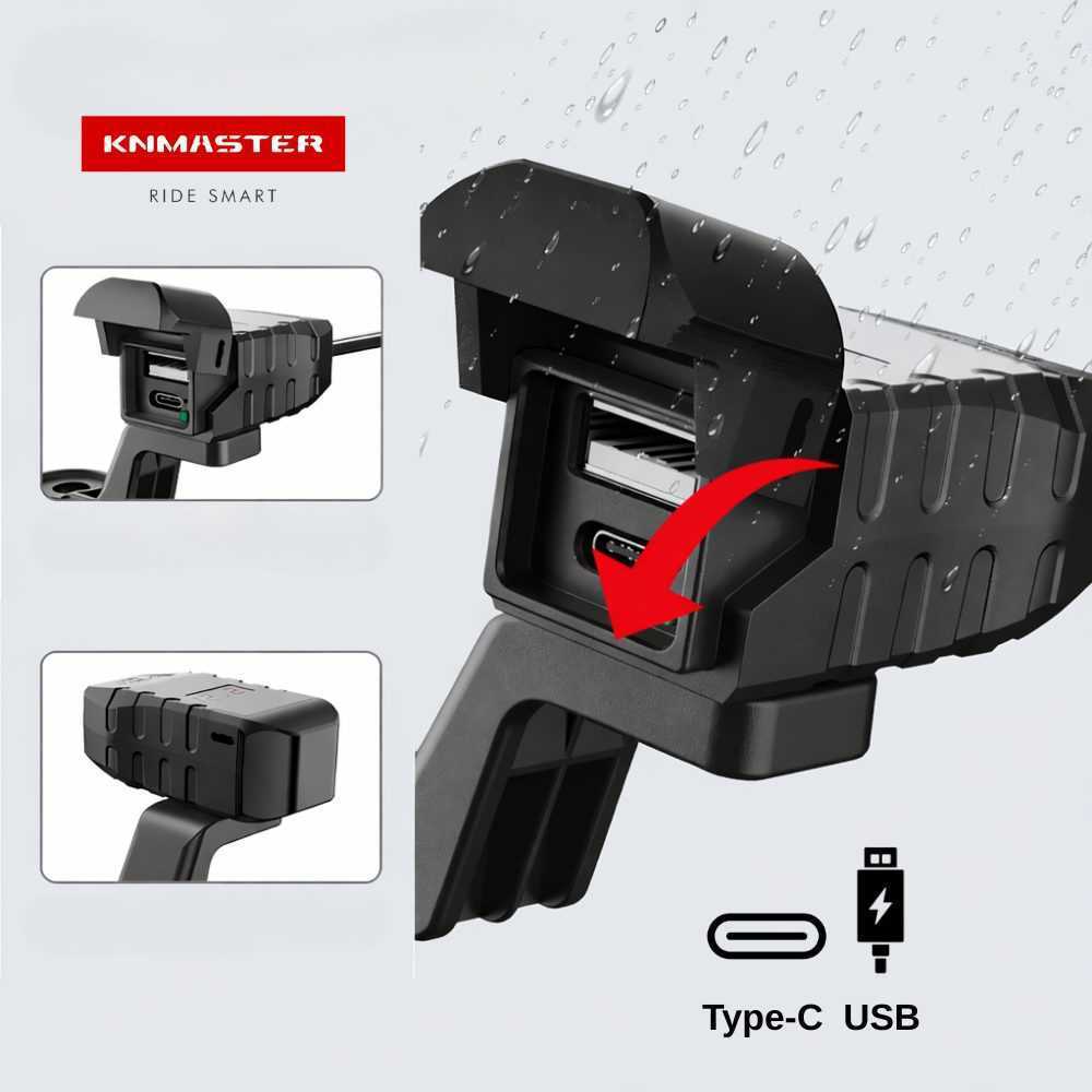 Knmaster Knmaster Uc200 Motosiklet Usb Ve Type-c Çift Girişli Şarj Soketi Siyah ürün görseli