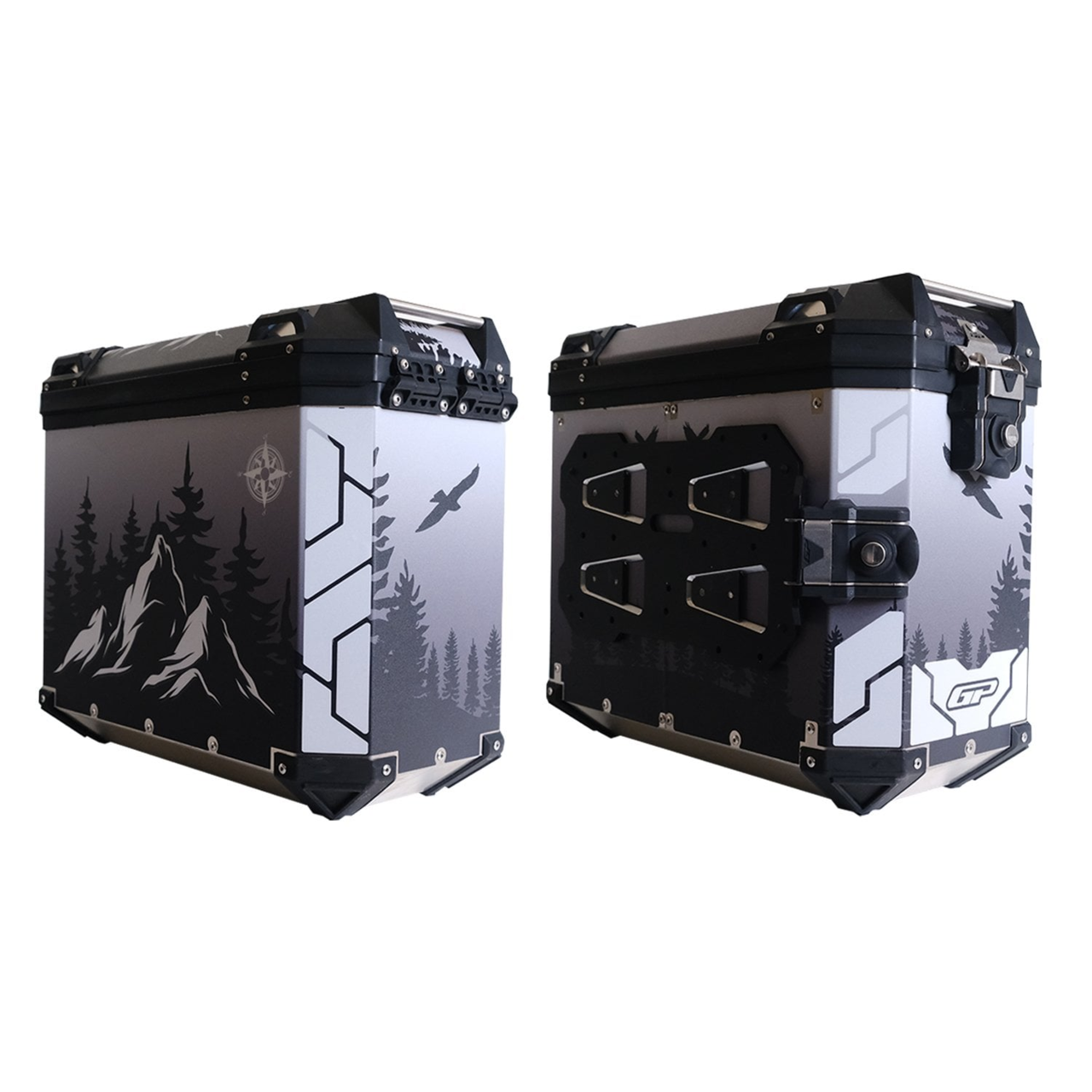 GP KOMPOZİT DSN05 UNİVERSAL 40 LT X 2 DESENLİ ALÜMİNYUM MOTOSİKLET YAN ÇANTA SETİ ürün görseli