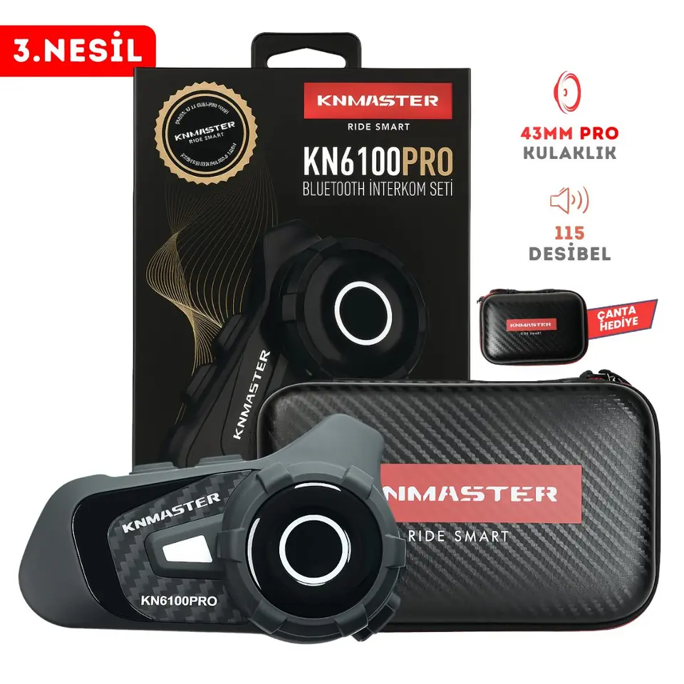 Knmaster KN6100 Pro Motosiklet Kask İnterkom Bluetooth Intercom Kulaklık Seti ürün görseli